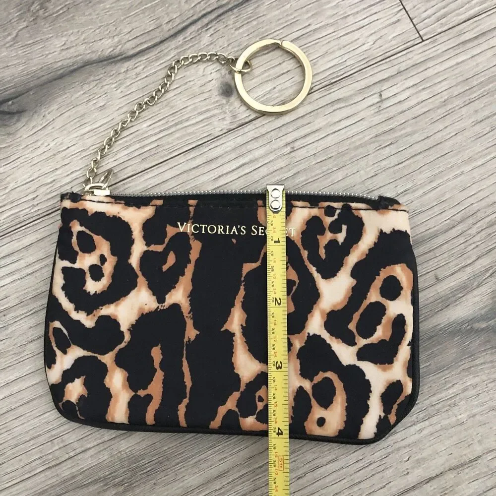 Victoria’s Secret Cheetah Leopard Animal Print Zipper Pouch Keychain Coin Purse - Picture 3 of 7